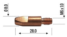 Накінечник зварювальний E-Cu - M6 D 0,8/8,0/28мм, 140.0051, Abicor Binzel Зображення
