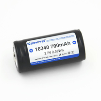Акумулятор літієвий Li-Ion 16340, з захистом 700mAh, 3,6-3,7В, 16340, Keeppower Зображення