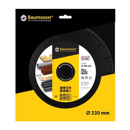 Диск алмазный отрезной 230х2,6/1,8x6x22,23мм, 1A1RSS, 910315547017 Baumesser Pro Rex Изображение