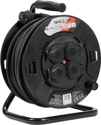 Подовжувач на котушці 40м, 3x1,5мм²-H05RR-F, 4 гнізда, 16A IP44, YT-81054, Yato Зображення