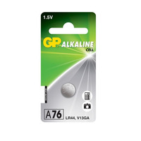 Батарейка GP LR44 (A76, AG13, G13A, PX76, GP76A, RW82), 110mAh, ф11,6 x 5,4 мм, B1 1.5V Alkaline Изображение