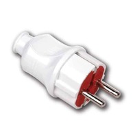 Вилка пряма з заземленням біла, посилена, 16А Horoz Electric Зображення