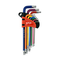 Набор ключей TORX T10-T50, цветные, удлиненные, 9ед, S2, YT-05633, Yato Изображение