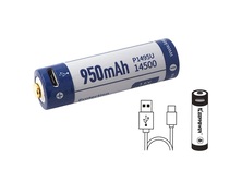 Акумулятор літієвий Li-Ion 14500, з захистом P1495U, 950mAh, 3,6-3,7В, з функцією заряджання USB, 14500, Keeppower Зображення
