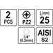 Біта торцева PZ2x25мм, 1/4", (6,35мм), (2шт), AISI S2, YT-77881, Yato Зображення