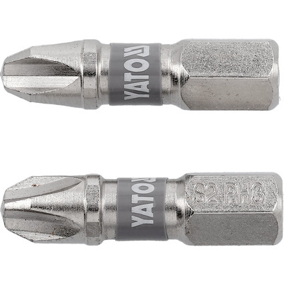 Біта торцева PH3x25мм, 1/4", (6,35мм), (2шт), Nickel S2, YT-78002, Yato