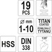 Набір свердл по металу 19 предметів, 1,0-10,0мм, titan, HSS TiN, DIN338, YT-44675, Yato Зображення