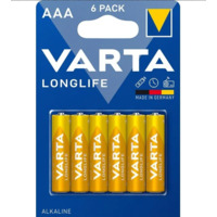 Батарейка Varta AAA Longlife 4103 (LR03) MN2400 1.5V B6 Alkaline, 6шт Зображення